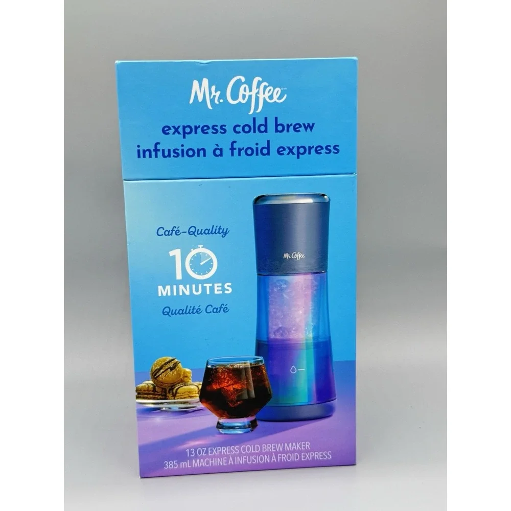 Mr. Coffee Express Cold Brew Maker Blue 13oz Cordless Portable Fast 10 Min NEW